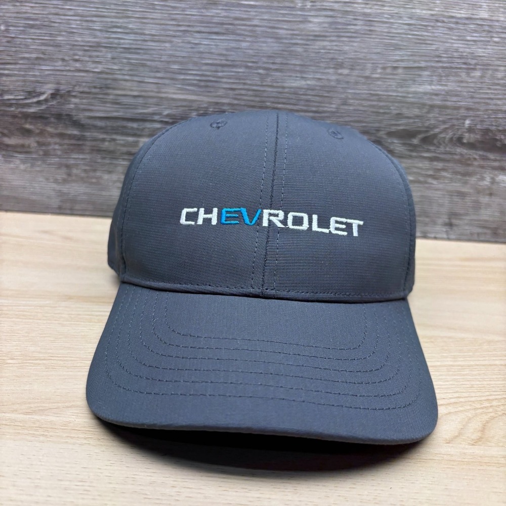 Chevrolet Hat Cap Strap Back‎ Gray EV Logo Electric Vehicle Automotive Promo Adj